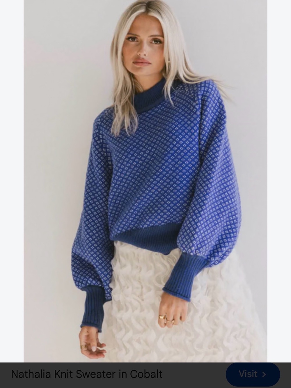 Cobalt Patterned Sweater - Women's
